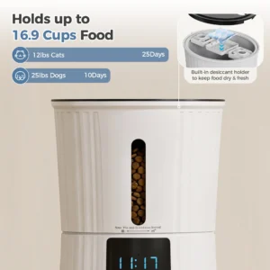 JHK 4L Automatic Cat Feeder WiFi Timed Cat Food Dispenser with APP Control Dual Power Supply - Thumbnail Image 6