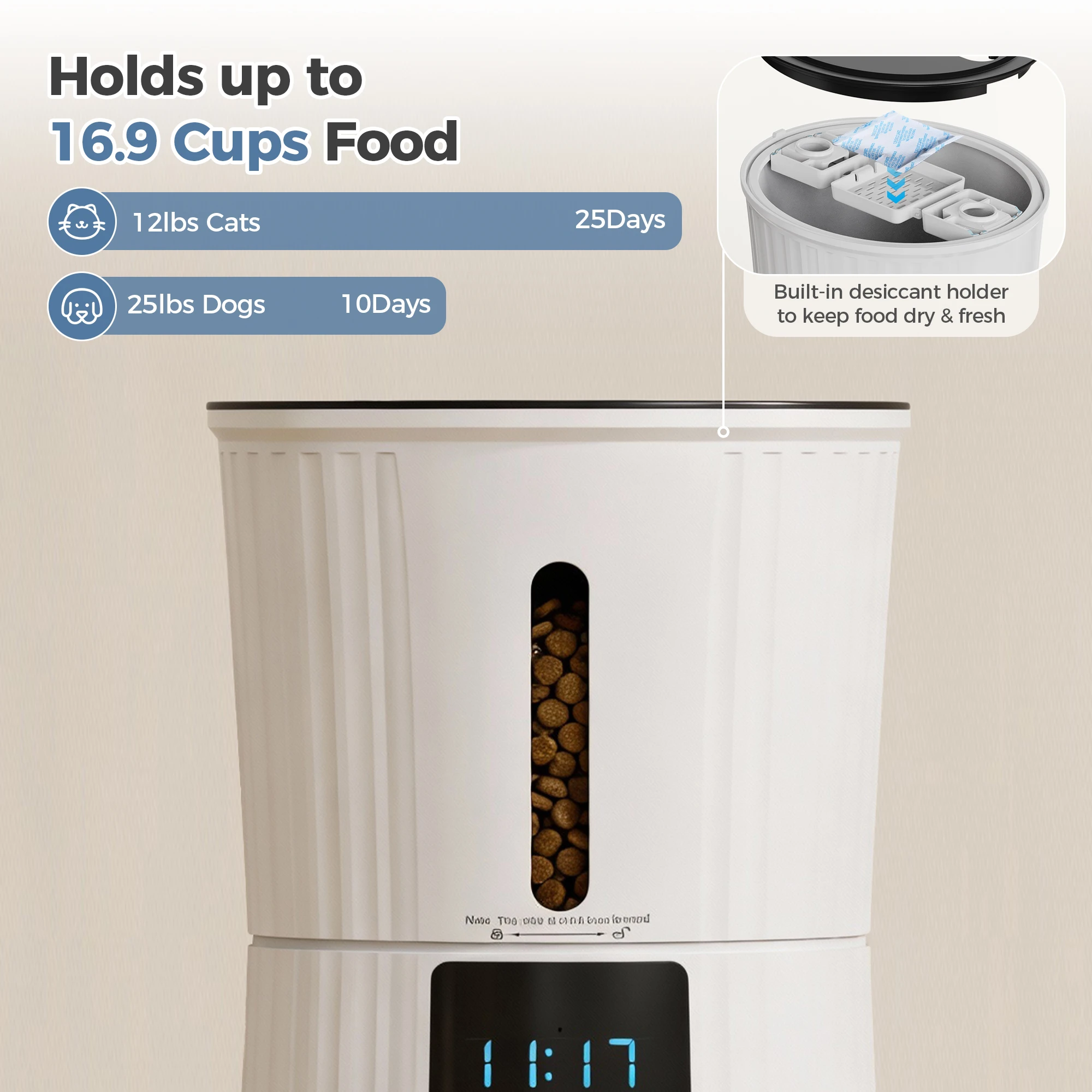 JHK 4L Automatic Cat Feeder WiFi Timed Cat Food Dispenser with APP Control Dual Power Supply - Image 6