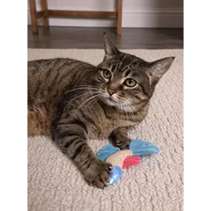Batty Beta Fish Crinkle Catnip Cat Toy - Tan Blue One Size - Thumbnail Image 3