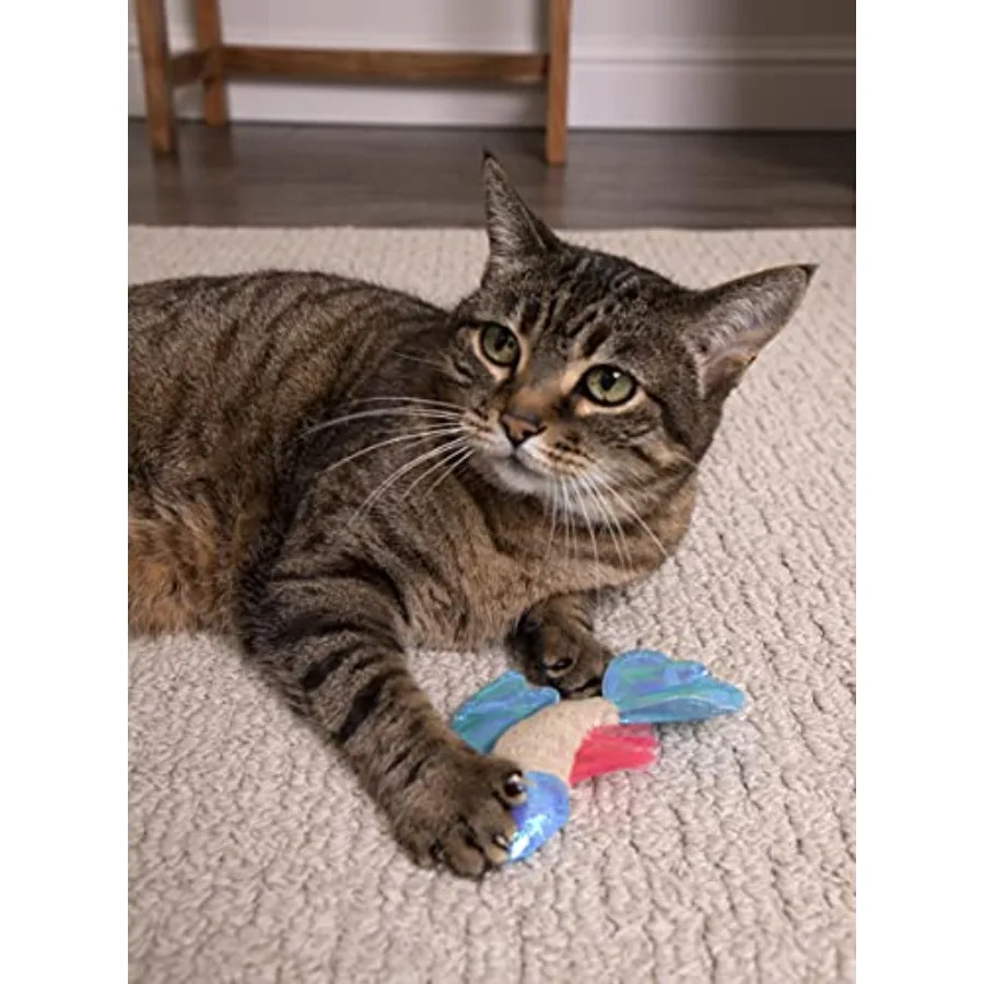 Batty Beta Fish Crinkle Catnip Cat Toy - Tan Blue One Size - Image 3