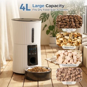 JHK 4L Automatic Cat Feeder WiFi Timed Cat Food Dispenser with APP Control Dual Power Supply