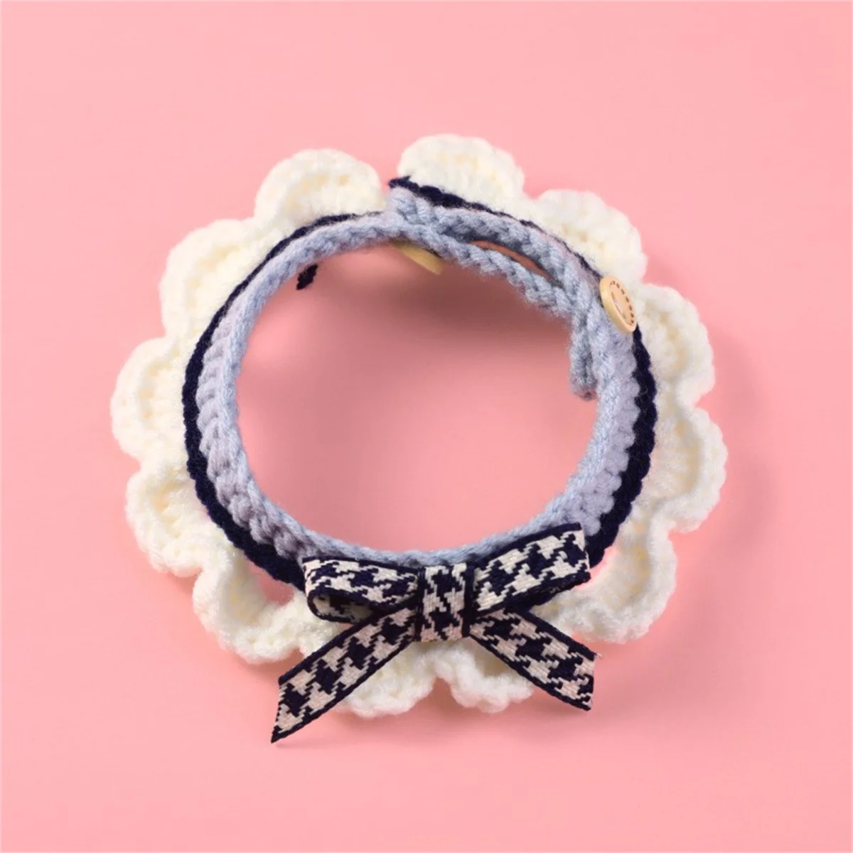 Cute Bow-knot Hand-knitted Saliva Towel Kitten Cat Puppy Adjustable Collar Pet Decorative - Image 6