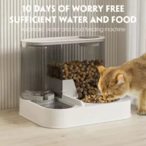 2 in 1 Gravity Pet Feeder Water Fountain Large Capacity Pet Bowl Set for Cats Dogs Puppies Kittens - Thumbnail Image 2