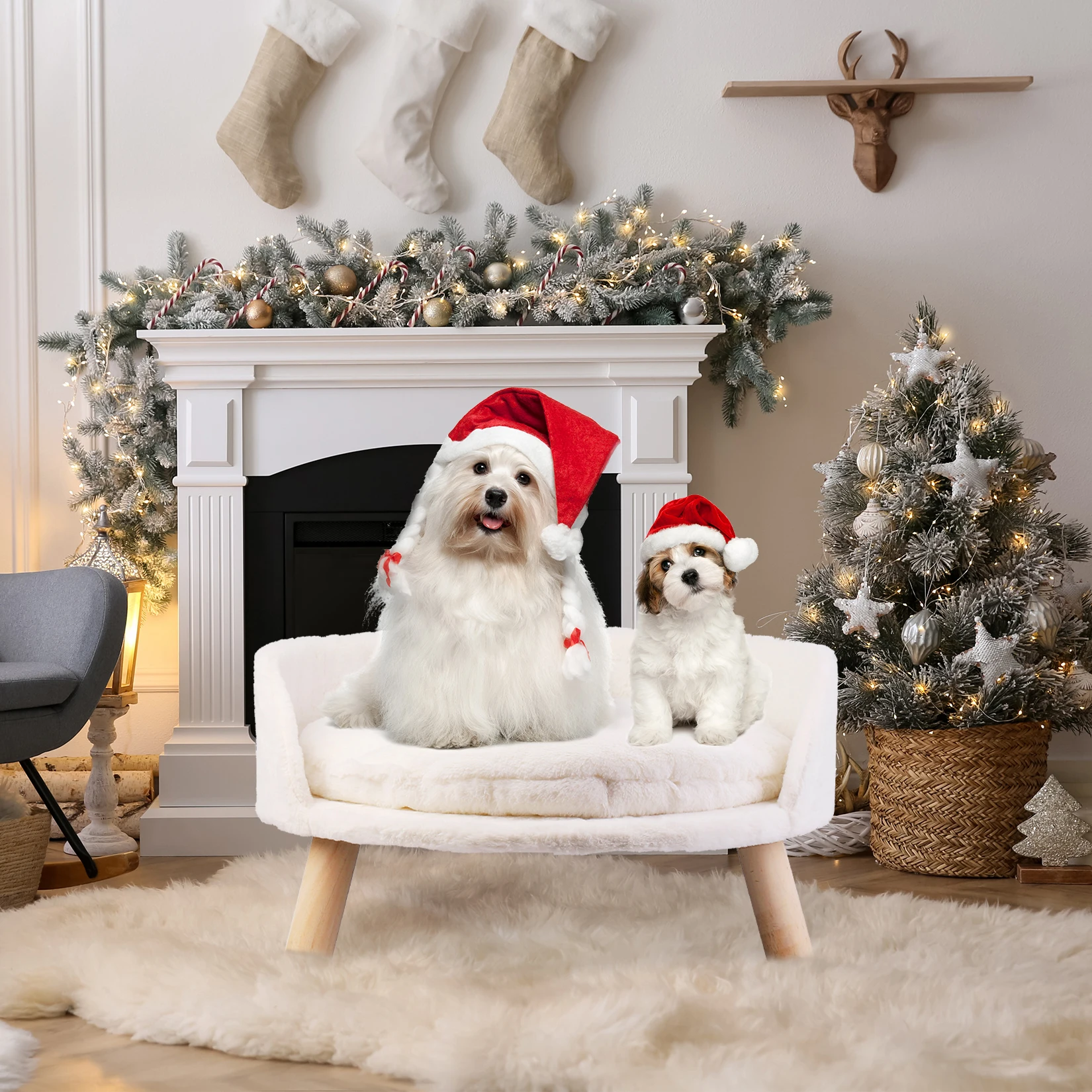 Luxury Soft Cat Bed Warm Plush Fabric Pet Nesting Chair - Image 7