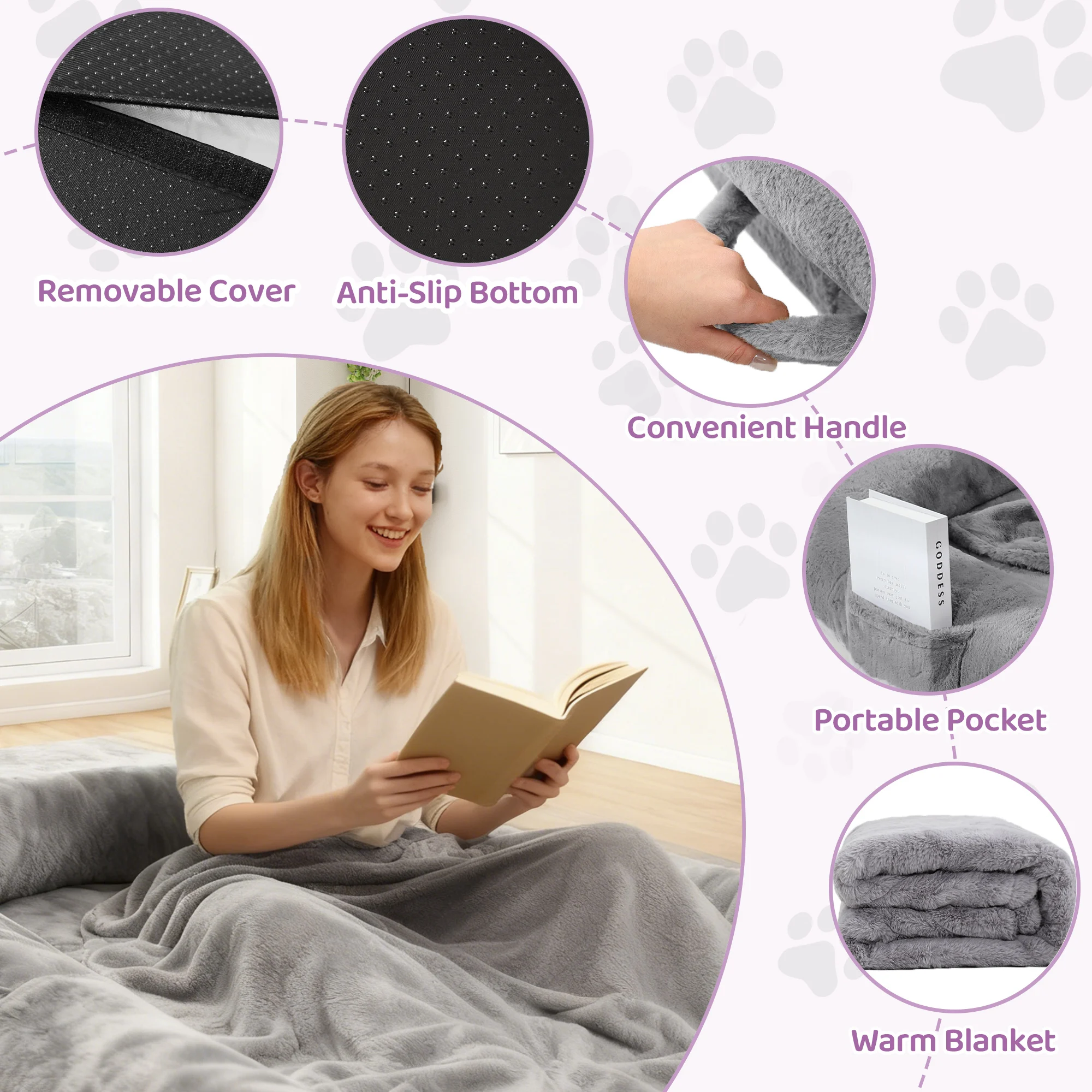 Human Dog Bed for Adults Large Human Size Dog Bed, Orthopedic Design with Removable Cover - Image 2