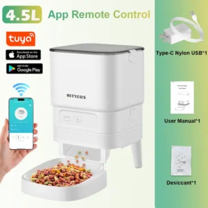 NITYERS 4.5L Automatic Cat Feeder, Timed Dog Food Dispenser with Stainless Steel Clog-Free Design, Voice Recorder, - Thumbnail Image 8