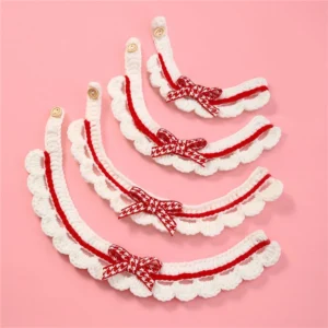 Cute Bow-knot Hand-knitted Saliva Towel Kitten Cat Puppy Adjustable Collar Pet Decorative - Thumbnail Image 4