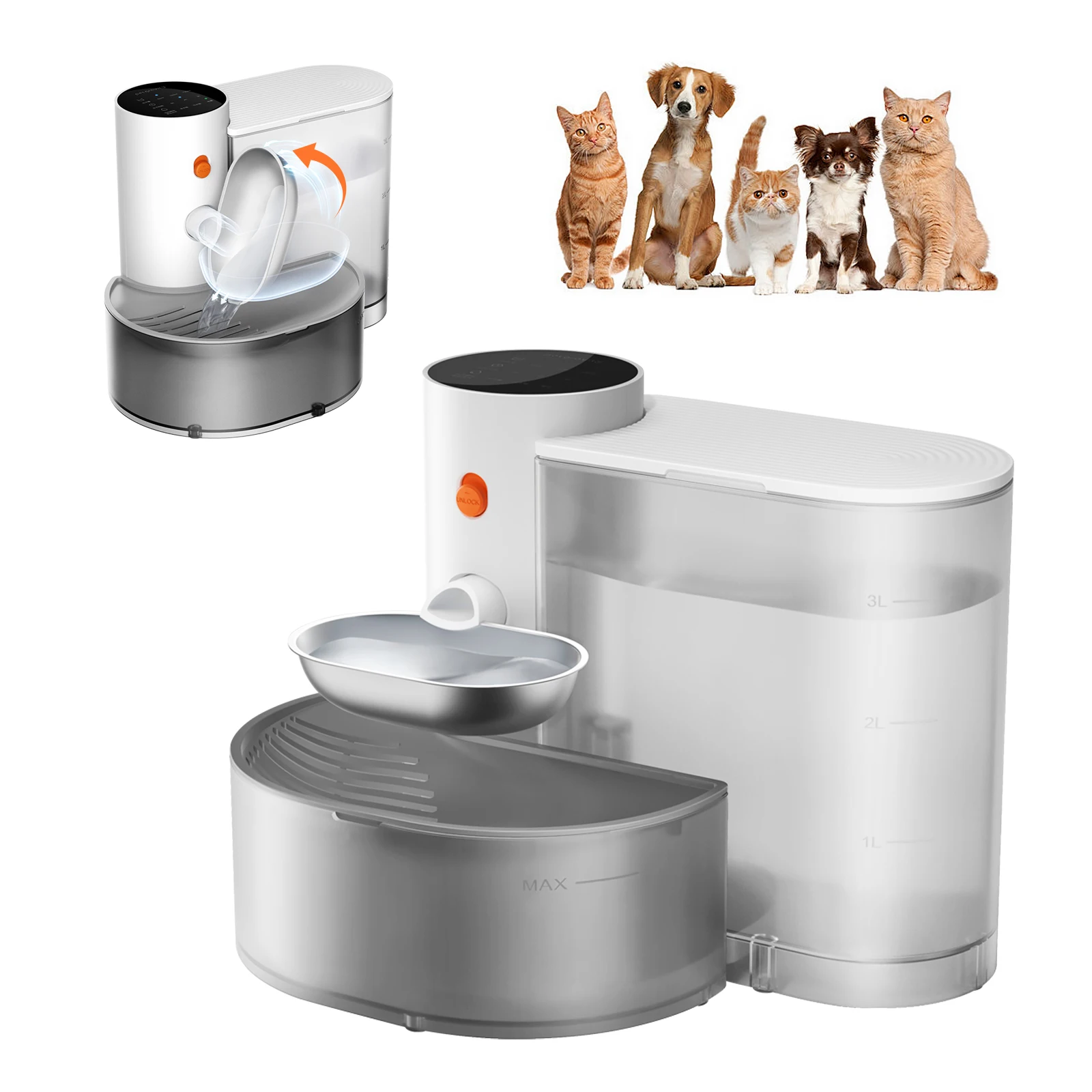 Petgravity Stainless Steel Bowl Pet Intelligent Pouring Water Dispenser Automatically Purifies The Wireless Drinking Bowl For Cats - Image 1