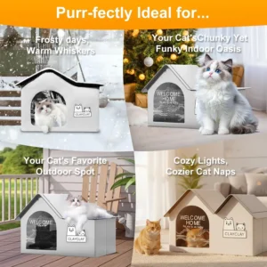 Sturdy Heated Cat House for Winter, Waterproof Insulated Outdoor (28"D x 17"W x 18"H)