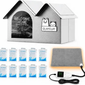 Sturdy Heated Cat House for Winter, Waterproof Insulated Outdoor (28"D x 17"W x 18"H) - Thumbnail Image 2