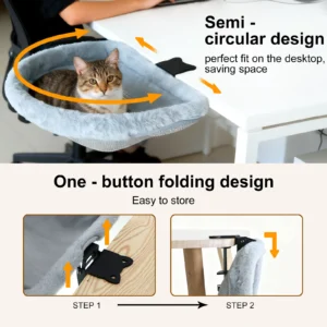 Foldable Semi-Circular Cat Desk Bed - Thumbnail Image 4