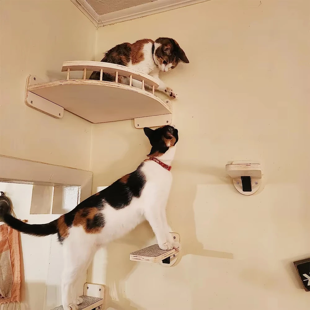 Cat Climbing Shelf Wall Mounted Four Step Stairway With Sisal Scratching Post For Cats Tree Tower Platform Jumping Pet Furniture - Image 4