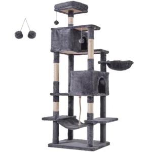 JHK Cat Tree Tower 66 Inch Large Multi Level Cat Climbing Tower with Condo Natural Sisal Scratching Posts Pet House for Indoor - Thumbnail Image 5
