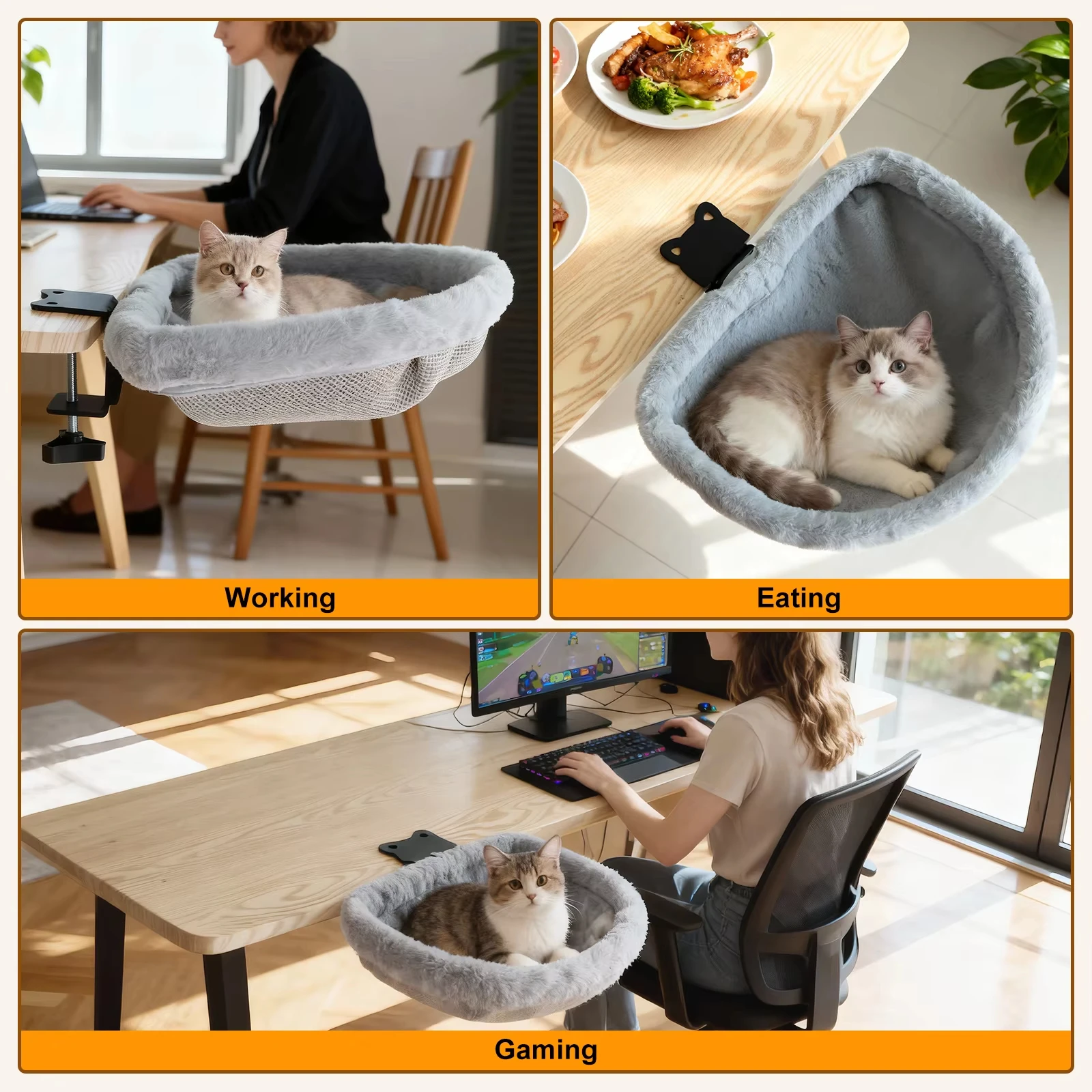 Foldable Semi-Circular Cat Desk Bed - Image 3