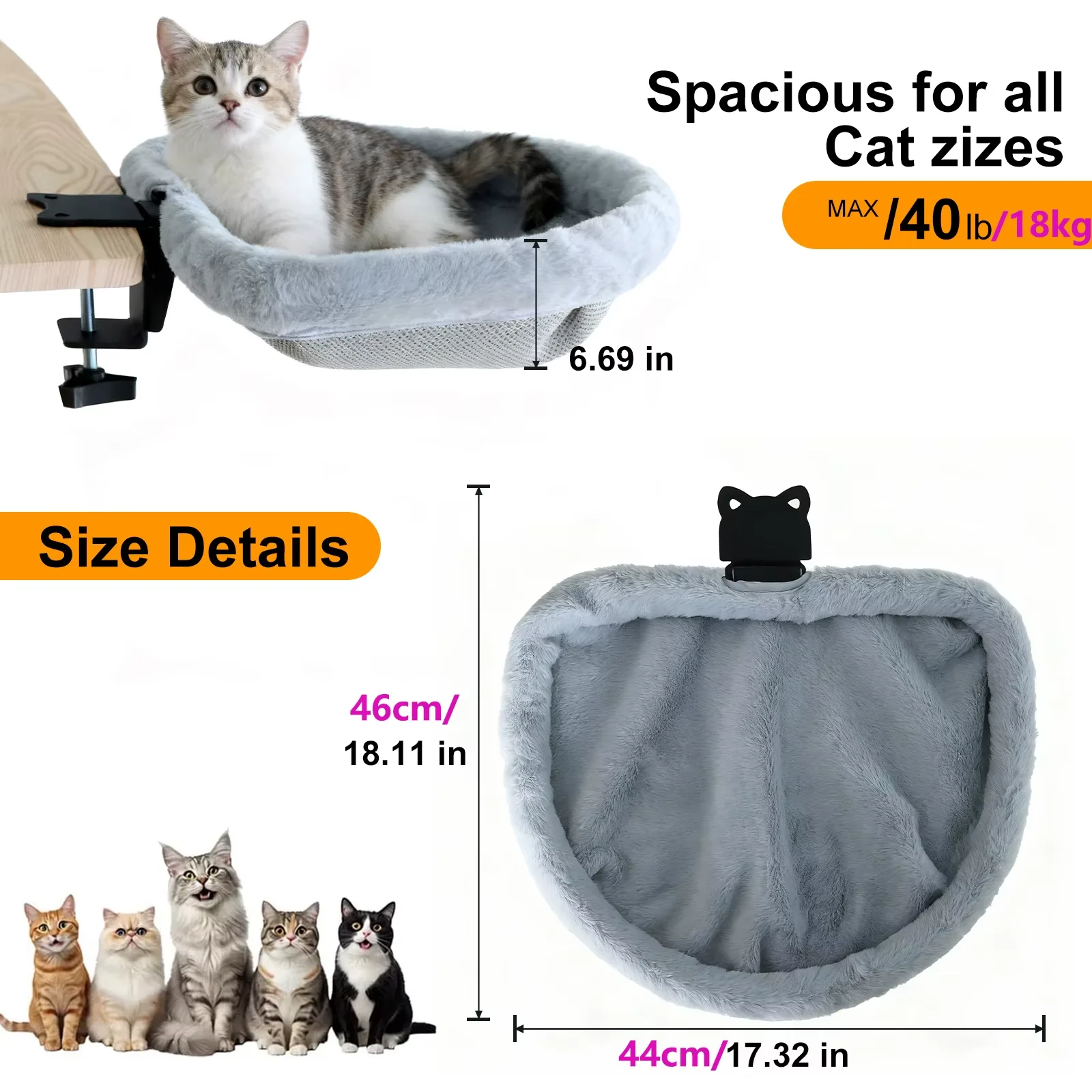 Foldable Semi-Circular Cat Desk Bed - Image 2