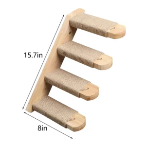 Cat Climbing Shelf Wall Mounted Four Step Stairway With Sisal Scratching Post For Cats Tree Tower Platform Jumping Pet Furniture - Thumbnail Image 6