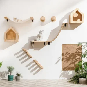 Cat Climbing Shelf Wall Mounted Four Step Stairway With Sisal Scratching Post For Cats Tree Tower Platform Jumping Pet Furniture - Thumbnail Image 2