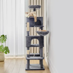 JHK Cat Tree Tower 66 Inch Large Multi Level Cat Climbing Tower with Condo Natural Sisal Scratching Posts Pet House for Indoor